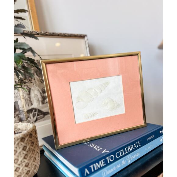 Framed Riviera Originals “Wentletrap” Embossed‎ Shell Print | Vintage Coastal - Picture 4 of 6